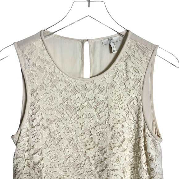 Joie Cream silk lace sleeveless top size small blouse 100% silk - Picture 3 of 9